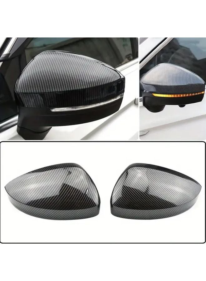 غطاء مرآة من الأبيض ABS بنمط الكربون لفولكس فاجن تيجوان MK2 2017-2020 - Image 3